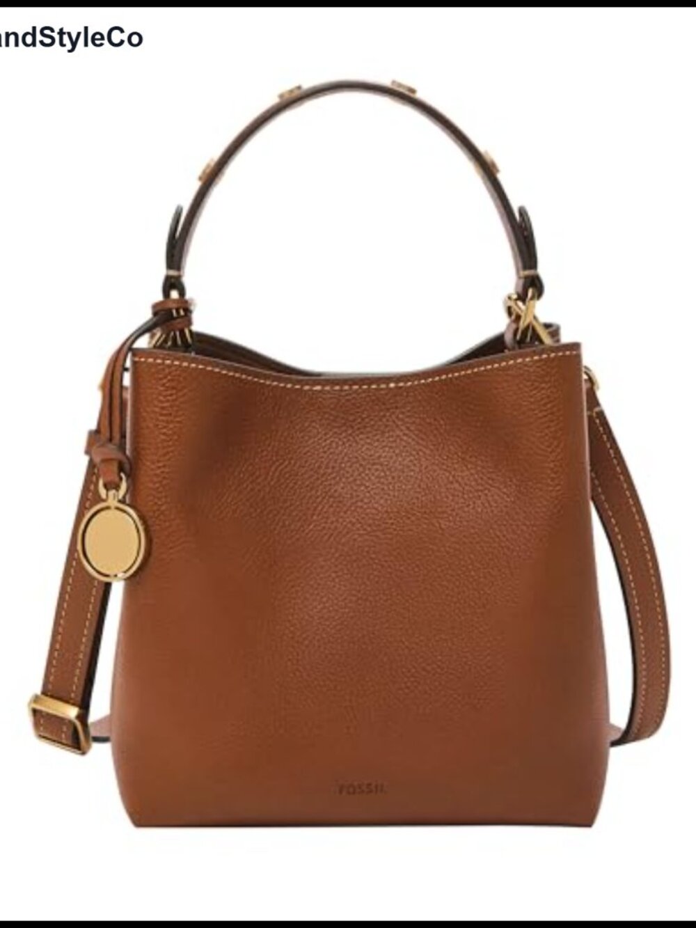 Genuine Leather Small Bucket Crossbody Bag with Adjustable Strap